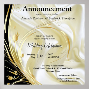 Schwarz mit Gold auf Seidenstruktur Poster