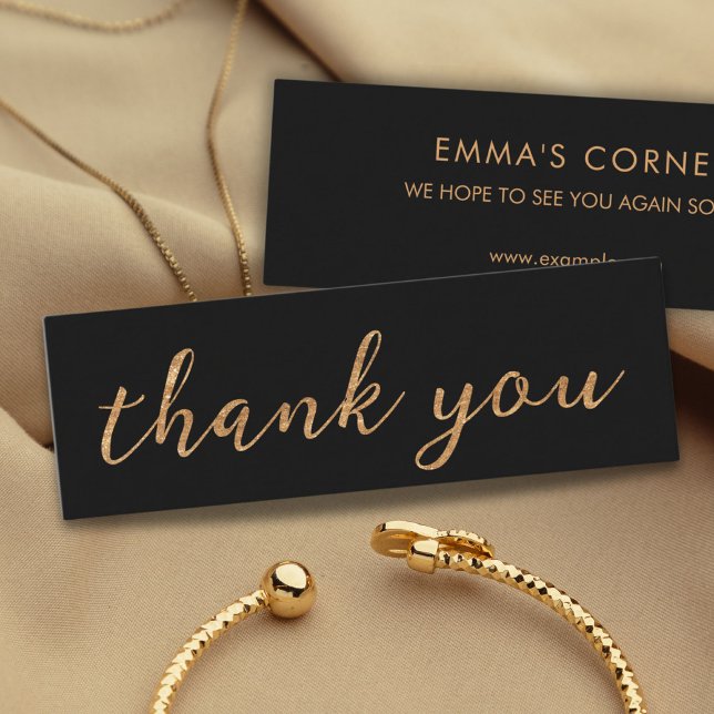 Schwarz mit Gold Danke Business Card Mini Visitenkarte (elegant thank you card golden text)