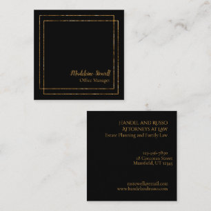 Schwarz mit Gold Foil Moderne minimalistisch Quadratische Visitenkarte