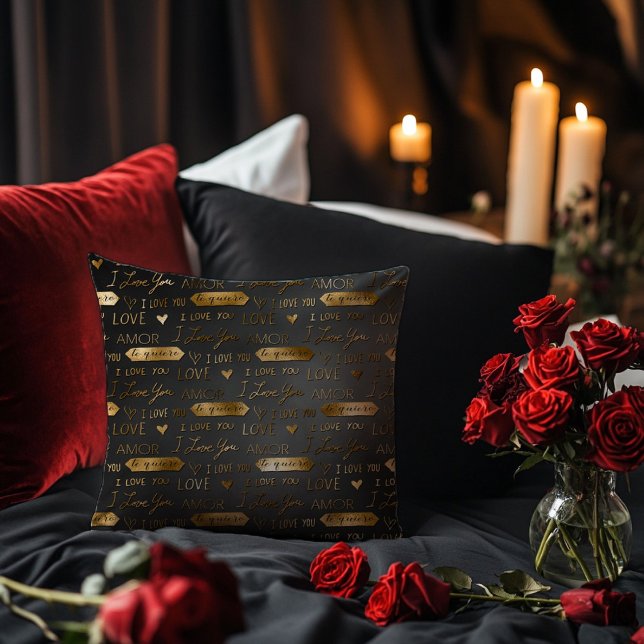 Schwarz mit Gold I Liebe Sie Script Kissen (Von Creator hochgeladen)