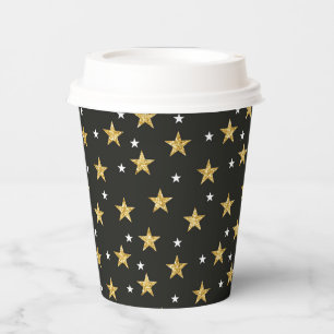 Schwarz mit Gold Stars Neue Jahre Papier-Cups Pappbecher