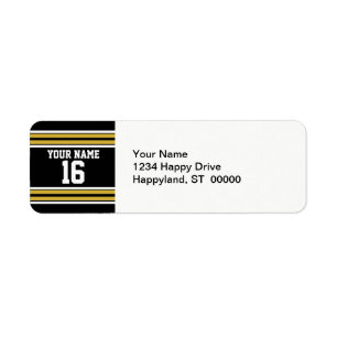 Schwarz mit Gold White Stripes Team Jersey