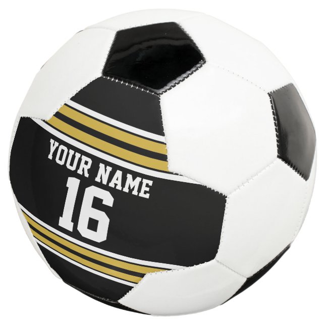 Schwarz mit Gold White Stripes Team Jersey Fußball (Dreiviertel)