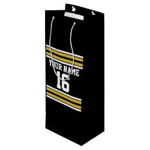 Schwarz mit Gold White Stripes Team Jersey Geschenktüte Für Weinflaschen