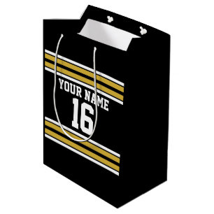 Schwarz mit Gold White Stripes Team Jersey Mittlere Geschenktüte