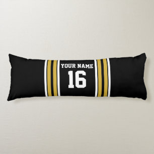 Schwarz mit Gold White Stripes Team Jersey Seitenschläferkissen