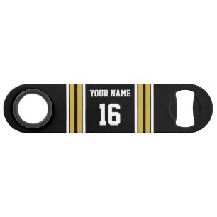 Schwarz mit Gold White Stripes Team Jersey Speedflaschenöffner