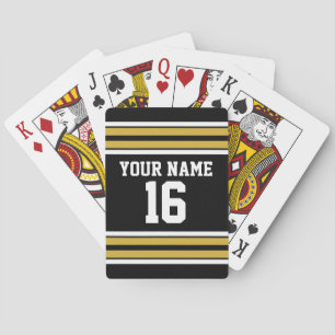 Schwarz mit Gold White Stripes Team Jersey Spielkarten