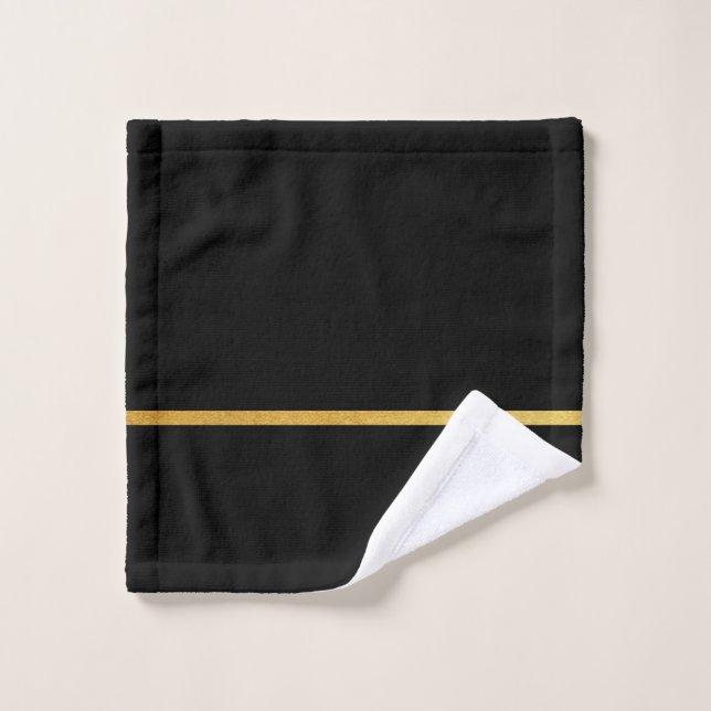 Schwarz mit goldenem Streifen Waschlappen (Waschlappen)
