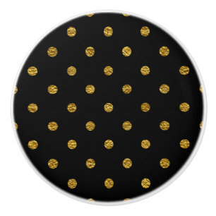 Schwarz mit goldenen Kunstfolien-Polka-Punkten mod Keramikknauf