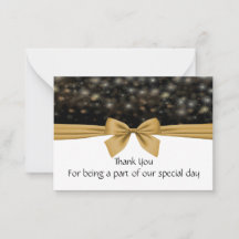 Schwarz mit goldener Ribbon Danke an Ihre Karten