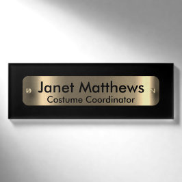 Schwarz mit Goldlabel - Personalisiert Namenschild