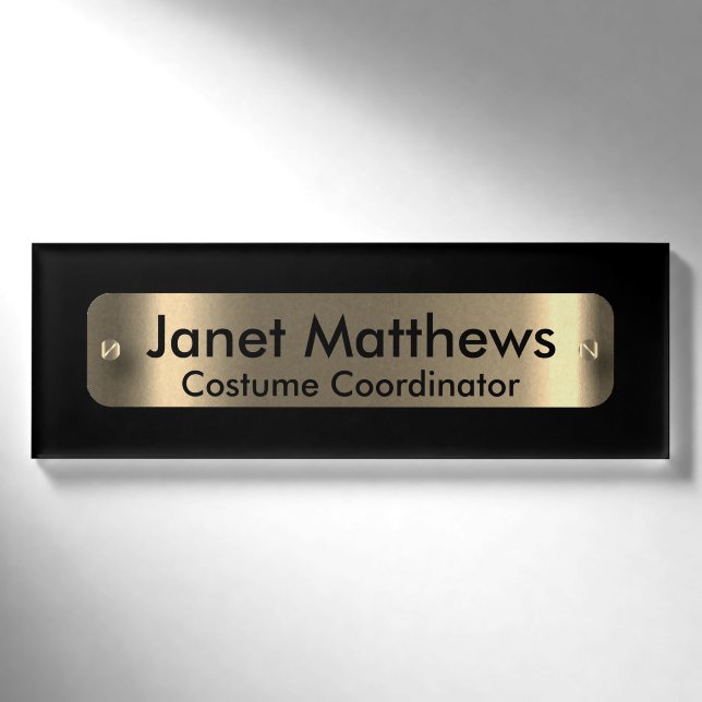 Schwarz mit Goldlabel - Personalisiert Namenschild (Vorderseite)
