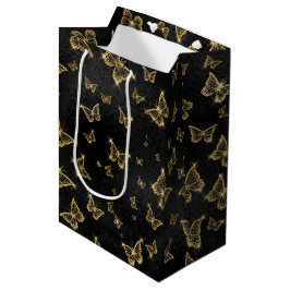 SCHWARZ MIT GOLDSCHALTFLÄDEN MITTLERE GESCHENKTÜTE