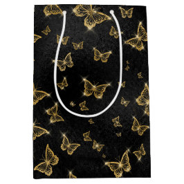 SCHWARZ MIT GOLDSCHALTFLÄDEN MITTLERE GESCHENKTÜTE