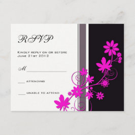 Schwarz mit Hot Pink Blume Wedding RSVP
