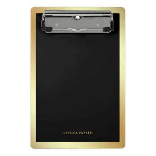 Schwarz mit Imitaten Gold-Glam-Grenze Mini Klemmbrett