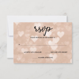 Schwarz mit Imitaten Rose Gold Bokeh Herz UAWG RSVP Karte
