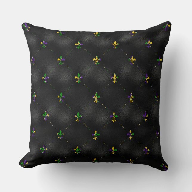 SCHWARZ MIT LILA GOLD GREEN FLEUR DI LIS KISSEN (Vorderseite)