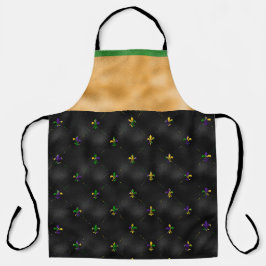 SCHWARZ MIT MARDI GRAS FLEUR DI LIS & STRIPES SCHÜRZE
