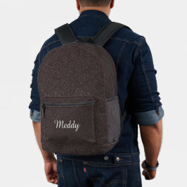 Schwarz, mit Monogramm, schwarzer Glitzer Bedruckter Rucksack