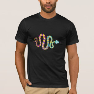 Schwarz mit Multi Color Snake T - Shirt