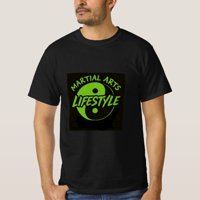 SCHWARZ MIT NEON GREEN LETTERING MARTIAL T-Shirt (Vorderseite)