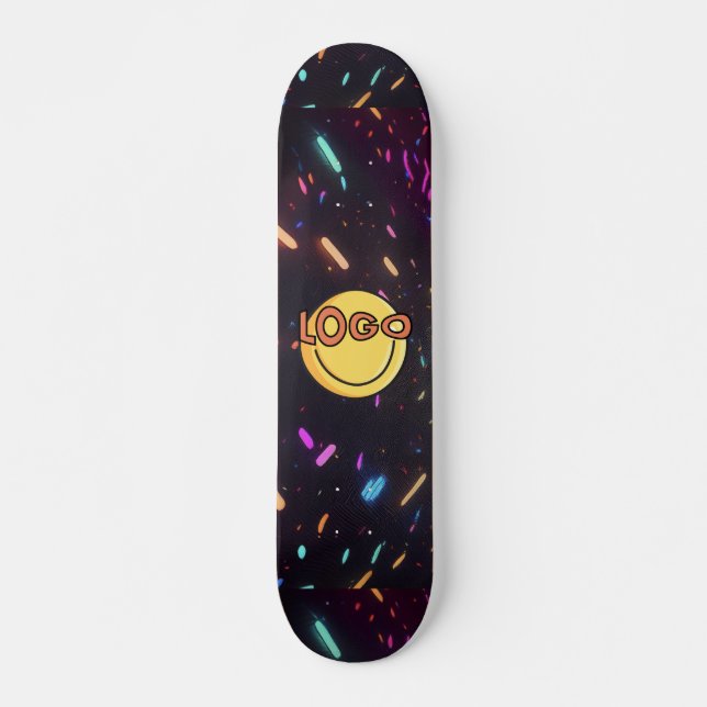Schwarz mit Neon Sprinkles Rave Party Vibes Skateboard (Vorne)
