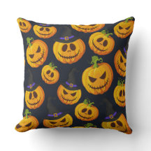 SCHWARZ MIT ORANGE HALLOWEEN PUMPKINS MIT HATTEN