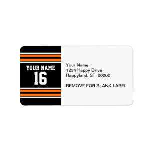 Schwarz mit Orange White Stripes Team Jersey Adressaufkleber