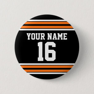 Schwarz mit Orange White Stripes Team Jersey Button