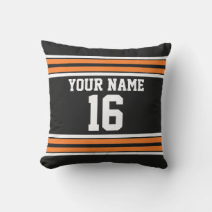 Schwarz mit Orange White Stripes Team Jersey Kissen Für Draußen