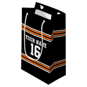 Schwarz mit Orange White Stripes Team Jersey Kleine Geschenktüte