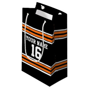 Schwarz mit Orange White Stripes Team Jersey Kleine Geschenktüte