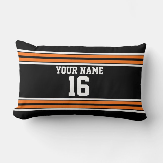 Schwarz mit Orange White Stripes Team Jersey Lendenkissen (Vorderseite)