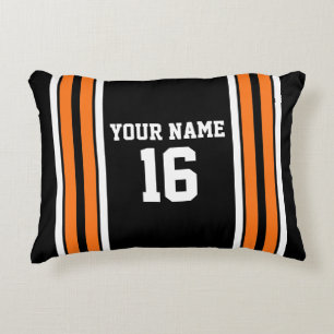 Schwarz mit Orange White Stripes Team Jersey Zierkissen
