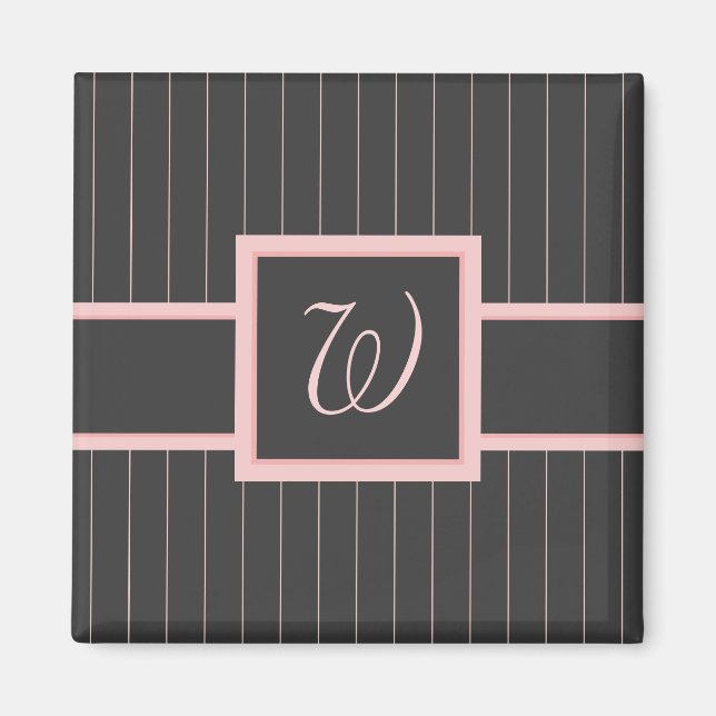 Schwarz mit Pink Pinstripes Magnet (Vorne)