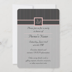 Schwarz mit Pink Pinstripes Party Einladung
