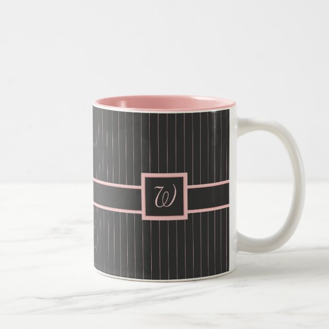 Schwarz mit Pink Pinstripes Tasse (Rechts)