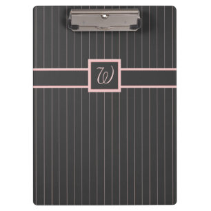 Schwarz mit Pink Pinstripes Zwischenablage Klemmbrett