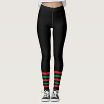 Schwarz mit Red Green Sock> Große Leggings