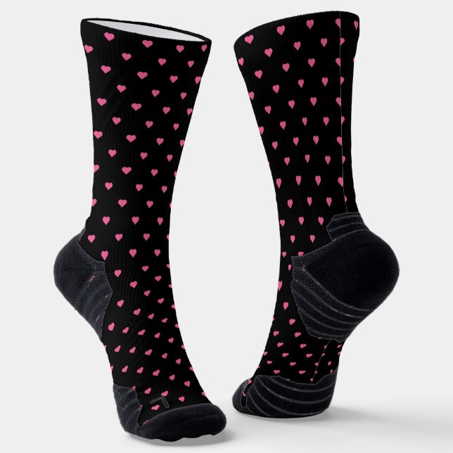 schwarz mit rosa Herzen Socken (Gewinkelt)