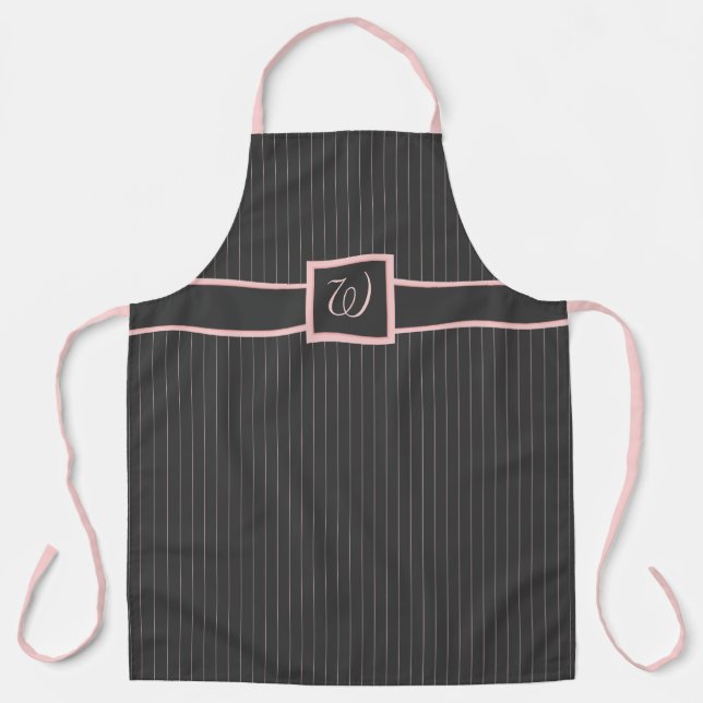 Schwarz mit rosa Pinstripes - All-over-Print-Schür Schürze (Vorderseite)