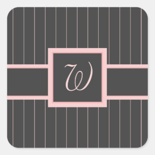 Schwarz mit rosa Pinstripes-Aufkleber Quadratischer Aufkleber