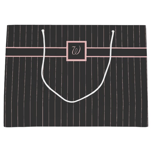 Schwarz mit rosa Pinstripes-Geschenktüte Große Geschenktüte (Vorderseite)