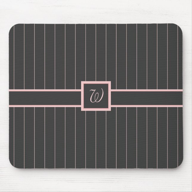 Schwarz mit rosa Pinstripes Mousepad (Vorne)