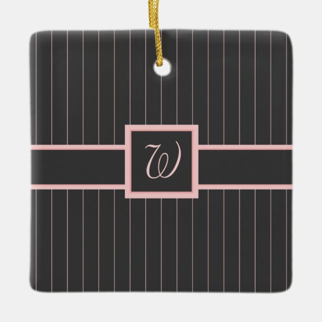 Schwarz mit rosa Pinstripes Ornament (Vorderseite)