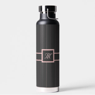 Schwarz mit rosa Pinstripes Trinkflasche