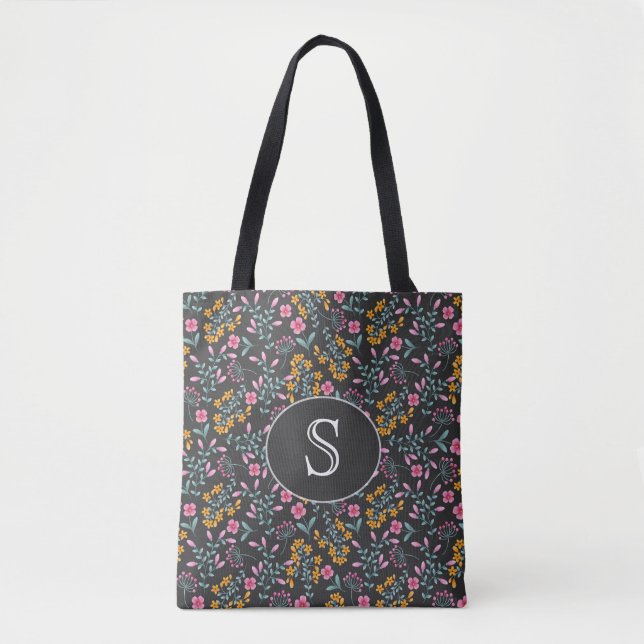 Schwarz mit rosa und gelb bläserner Monogramm Tasche (Vorderseite)