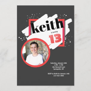 Schwarz mit roten Details Foto Einladung